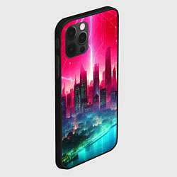 Чехол для iPhone 12 Pro Неоновая гроза в мегаполисе - удар молнии, цвет: 3D-черный — фото 2