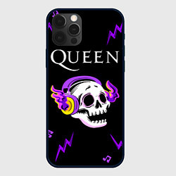 Чехол для iPhone 12 Pro Queen неоновый череп, цвет: 3D-черный