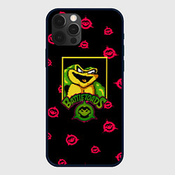 Чехол для iPhone 12 Pro Боевые жабы паттерн, цвет: 3D-черный