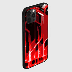 Чехол для iPhone 12 Pro Abstract red stripes on a black background, цвет: 3D-черный — фото 2