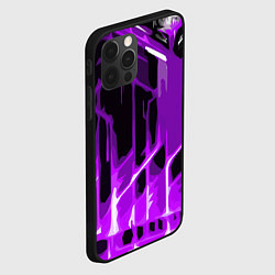 Чехол для iPhone 12 Pro Abstract purple stripes on a black background, цвет: 3D-черный — фото 2