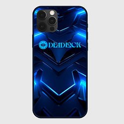 Чехол для iPhone 12 Pro Deadlock logo и синий неон, цвет: 3D-черный