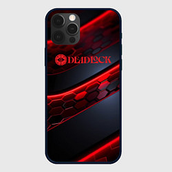 Чехол iPhone 12 Pro Deadlock logo красные соты и неон