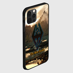 Чехол для iPhone 12 Pro Skyrim logo природа, цвет: 3D-черный — фото 2