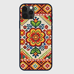Чехол для iPhone 12 Pro Классические русские узоры и орнамент, цвет: 3D-черный