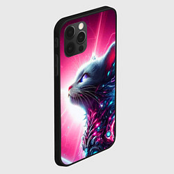 Чехол для iPhone 12 Pro Космический кибер котёнок - неоновое свечение, цвет: 3D-черный — фото 2