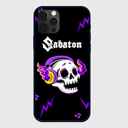 Чехол для iPhone 12 Pro Sabaton неоновый череп, цвет: 3D-черный