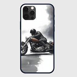 Чехол iPhone 12 Pro Крутой байкер скетч