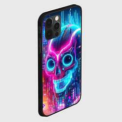 Чехол для iPhone 12 Pro Neon skull in metropolis - future, цвет: 3D-черный — фото 2