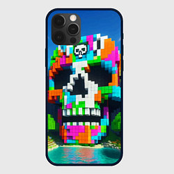 Чехол iPhone 12 Pro Minecraft landscape with skull - ai art fantasy