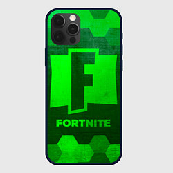 Чехол для iPhone 12 Pro Fortnite - green gradient, цвет: 3D-черный