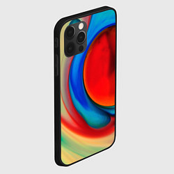 Чехол для iPhone 12 Pro Жидкие цветные краски, цвет: 3D-черный — фото 2