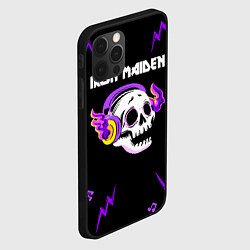 Чехол для iPhone 12 Pro Iron Maiden неоновый череп, цвет: 3D-черный — фото 2