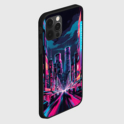 Чехол для iPhone 12 Pro Неоновый мегаполис, цвет: 3D-черный — фото 2
