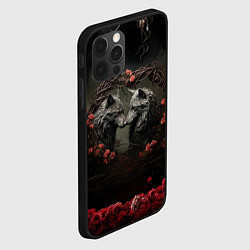 Чехол для iPhone 12 Pro Влюбленные волки, цвет: 3D-черный — фото 2