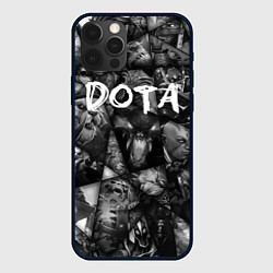 Чехол iPhone 12 Pro Dota 2 - мозаика из персонажей игры