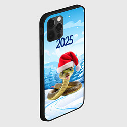 Чехол для iPhone 12 Pro Змейка в новогодней шапке 2025, цвет: 3D-черный — фото 2