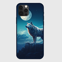 Чехол iPhone 12 Pro Волк на фоне луны