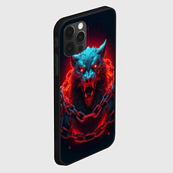 Чехол для iPhone 12 Pro Агрессивный волк в цепях, цвет: 3D-черный — фото 2