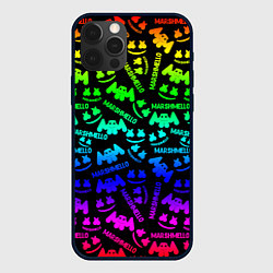 Чехол iPhone 12 Pro Marshmello neon steel pattern