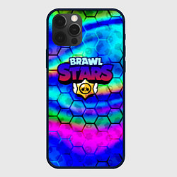 Чехол для iPhone 12 Pro Brawl stars neon gradient, цвет: 3D-черный