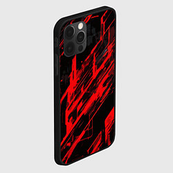 Чехол для iPhone 12 Pro Red stripes on a black background, цвет: 3D-черный — фото 2