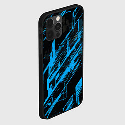 Чехол для iPhone 12 Pro Blue stripes on a black background, цвет: 3D-черный — фото 2