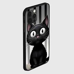 Чехол для iPhone 12 Pro Черный кот на фоне в полосочку, цвет: 3D-черный — фото 2