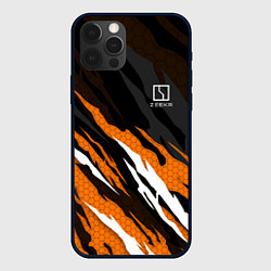 Чехол для iPhone 12 Pro Zeekr - оранжевый гексагон, цвет: 3D-черный