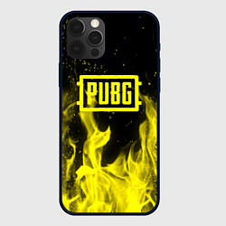 Чехол для iPhone 12 Pro PUBG fire yellow, цвет: 3D-черный