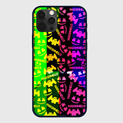 Чехол iPhone 12 Pro Marshmello pattern neon steel