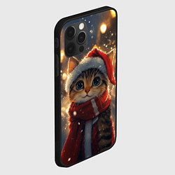 Чехол для iPhone 12 Pro Новогодний котик и фонари, цвет: 3D-черный — фото 2