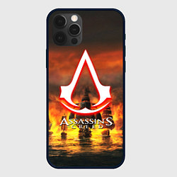 Чехол для iPhone 12 Pro Assassins Creed корабли, цвет: 3D-черный