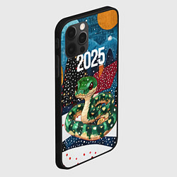 Чехол для iPhone 12 Pro Зеленая новогодняя змея с пятнами, цвет: 3D-черный — фото 2