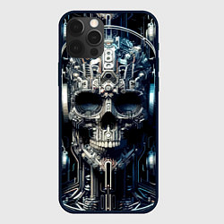 Чехол для iPhone 12 Pro Кибер череп в наушниках - нейроарт, цвет: 3D-черный