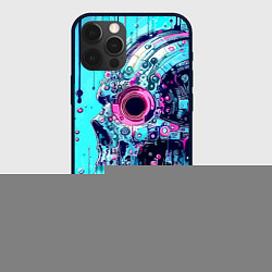 Чехол для iPhone 12 Pro Cyber skull - blots sketch, цвет: 3D-черный