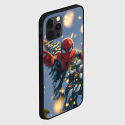 Чехол для iPhone 12 Pro Новогодний человек-паук, цвет: 3D-черный — фото 2
