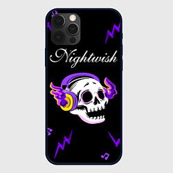 Чехол для iPhone 12 Pro Nightwish неоновый череп, цвет: 3D-черный