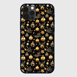 Чехол iPhone 12 Pro Золотые новогодние шары