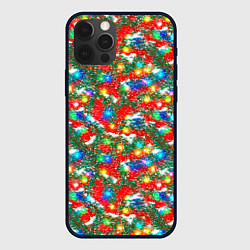 Чехол для iPhone 12 Pro Яркие гирлянды на еловых ветках, цвет: 3D-черный