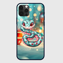 Чехол iPhone 12 Pro Новогодняя змейка и новогодние игрушки