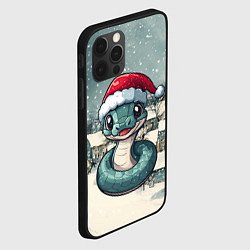 Чехол для iPhone 12 Pro Зеленая змея под снегопадом, цвет: 3D-черный — фото 2