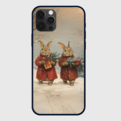 Чехол iPhone 12 Pro Зайцы с новогодними подарками