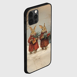 Чехол для iPhone 12 Pro Зайцы с новогодними подарками, цвет: 3D-черный — фото 2
