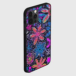 Чехол для iPhone 12 Pro Неоновые абстрактные снежинки, цвет: 3D-черный — фото 2