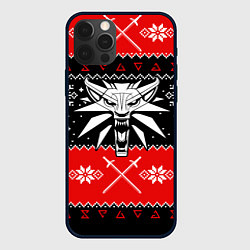 Чехол для iPhone 12 Pro Ведьмак новогодний ugly свитер, цвет: 3D-черный