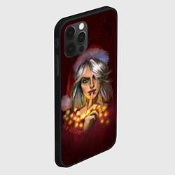 Чехол для iPhone 12 Pro Цирилла в шапке - The Witcher new year, цвет: 3D-черный — фото 2