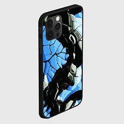 Чехол для iPhone 12 Pro Чёрные линии на чёрно-синем фоне, цвет: 3D-черный — фото 2