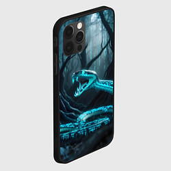 Чехол для iPhone 12 Pro Синяя цифровая змея, цвет: 3D-черный — фото 2