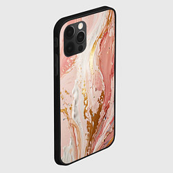 Чехол для iPhone 12 Pro Брызги розовых и золотых красок в хаотичных узорах, цвет: 3D-черный — фото 2